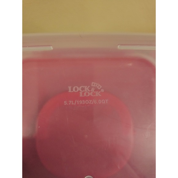 Lock&Lock Clear Plastic Pink Lids Storage Container Set Of 8 Nesting Handle - Picture 3 of 11